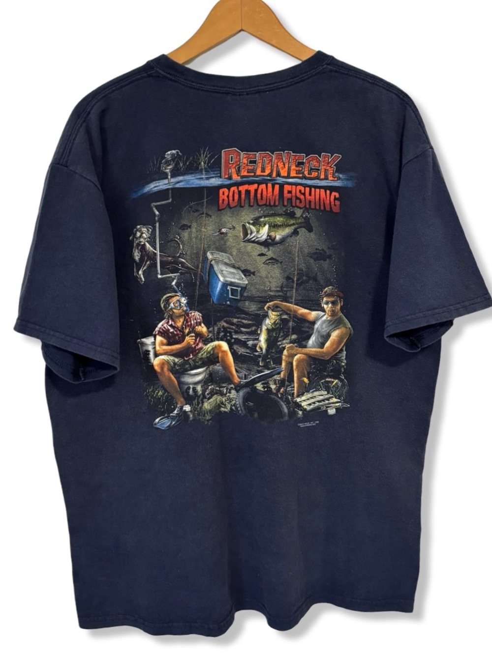 Vintage Redneck Bottom Fishing Graphic T-Shirt